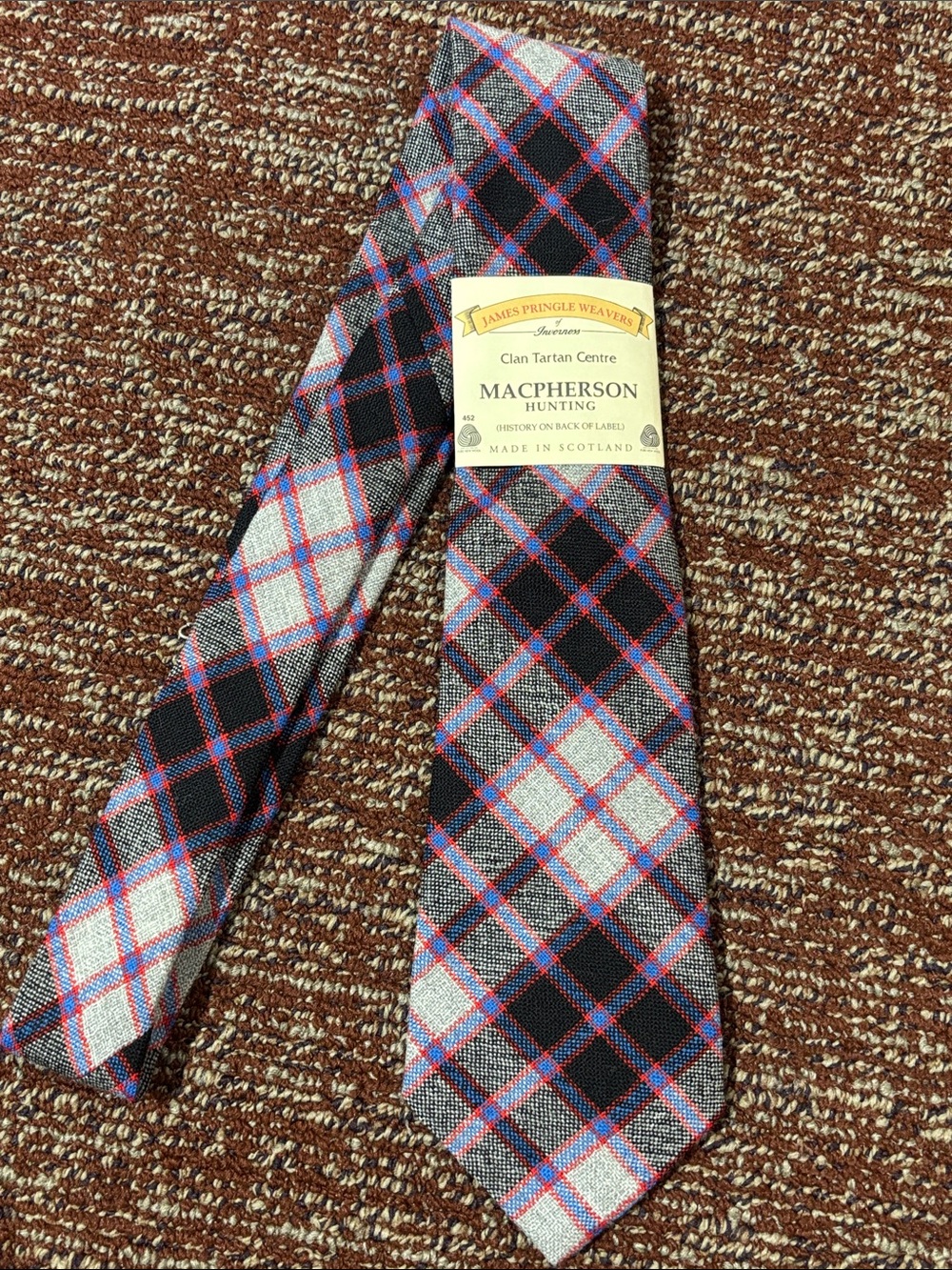 MacPherson clantartan plaid neck tie men’s thin width 100% new wool